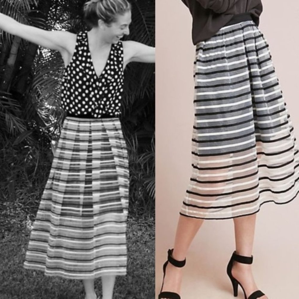 Anthropologie Eva Franco Striped Tulle Skirt